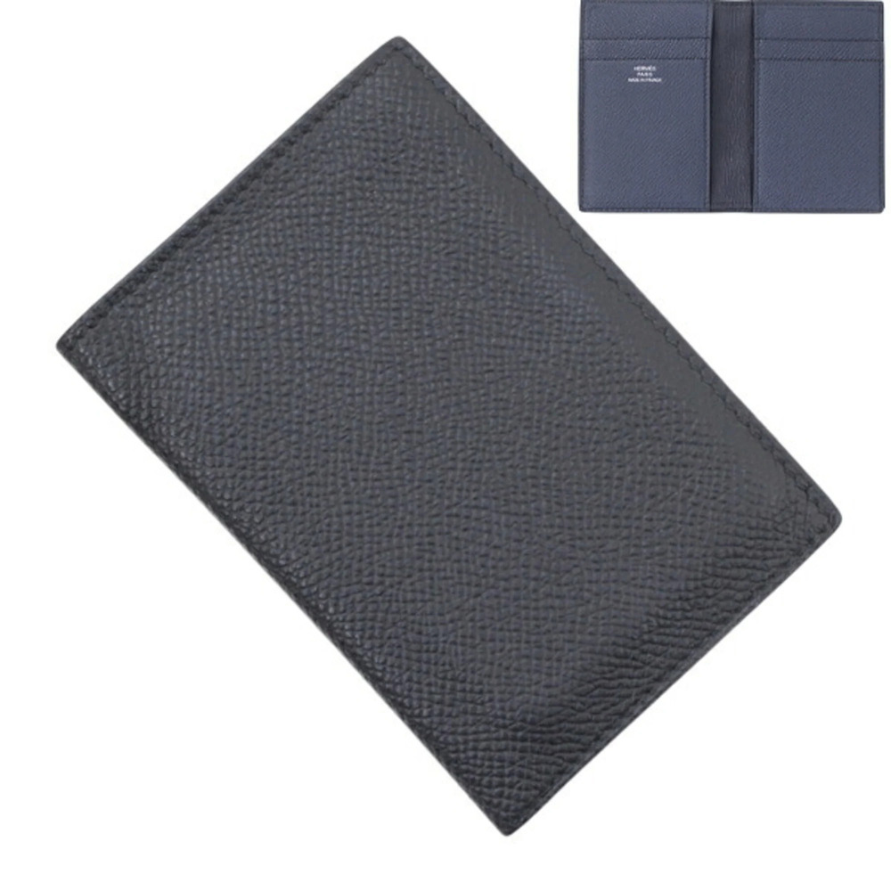 Hermes Business Card Holder/Card Case, Bi-fold, MC2 Euclid, Epsom Leather, Bl...